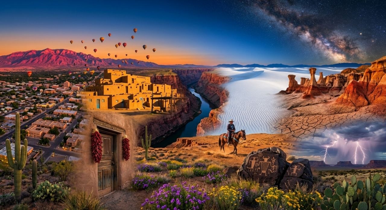 Desert landscapes and canyons in New Mexico