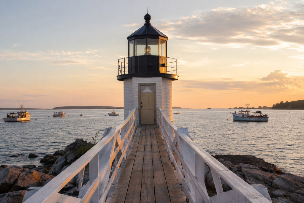 Marshall Point Light wooden walkway, Maine lighthouses road trip