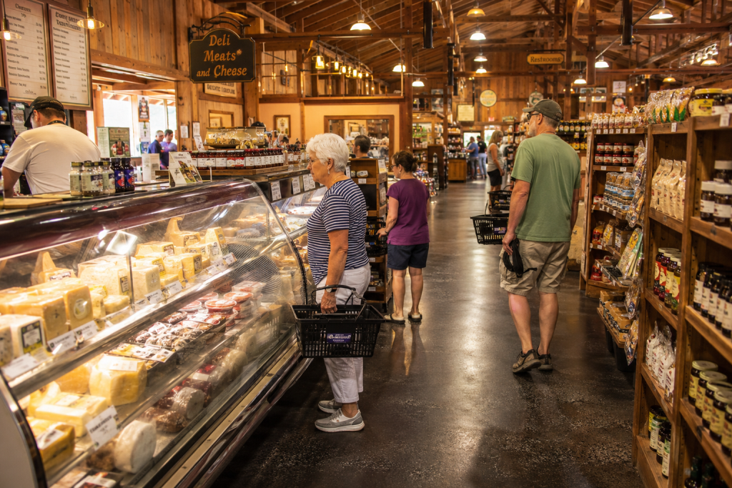 Interior of a traditional country market in Millersburg with deli foods and pantry items